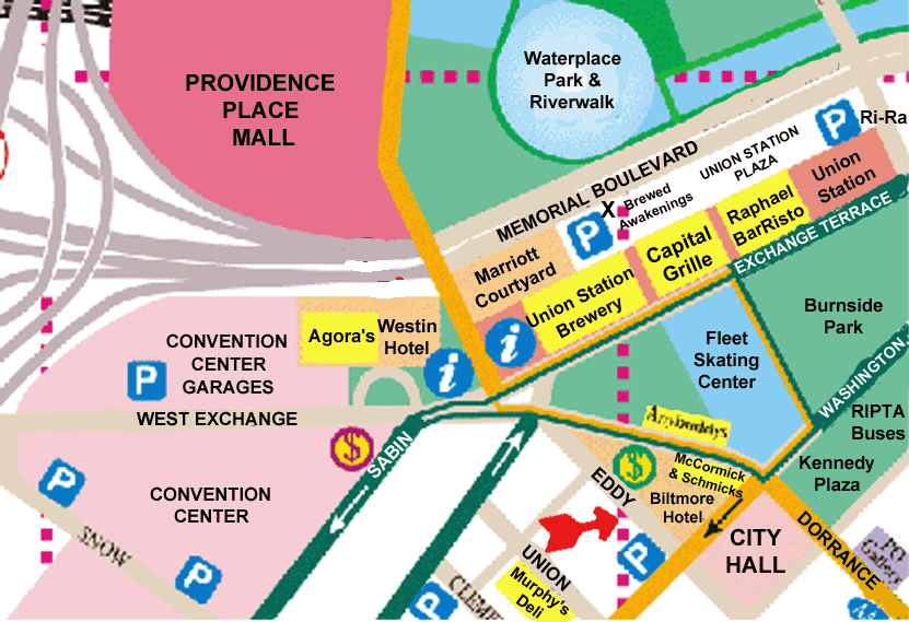 Links to full version of Providence Visitor 
    Guide and Directory Map